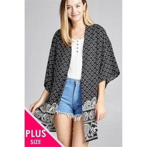 CURVY ROSE OPEN BORDER PRINT WOVEN KIMONO 3 PACK
